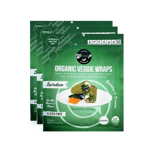 Vista 9 de WrawP Paquete variado de mini envoltura vegetal orgánica de 3 sabores (original, espirulina, vida vegetal) estable en el estante, todo natural, sin