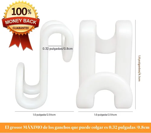 Vista 2 de Ganchos para colgar ropa, perchas para ropa, clips extensores de percha, ganchos en cascada, accesorio de perchas abrazables de terciopelo, Blanco