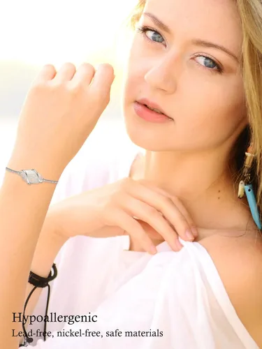 Vista 6 de HPQQ 925 Sterling Silver Bracelet for Women Dainty Simple Stone Link Bracelet Fine Jewelry Valentine's Day Gifts for Her Anniversary Birthday Gifts