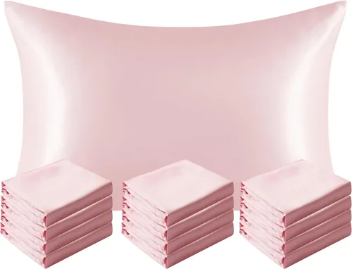 Vista 27 de NTBAY Paquete de 2 fundas de almohada estándar de satén para cabello y piel, lujosas y sedosas fundas de almohada con cierre de sobre, 20 x 26