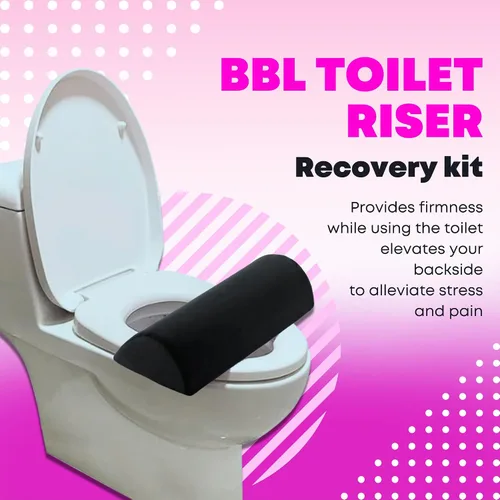 Vista 4 de BBL Pillow - Elevador de asiento de inodoro con forma de D para levantamiento de glúteos brasileño para después de la cirugía (negro)