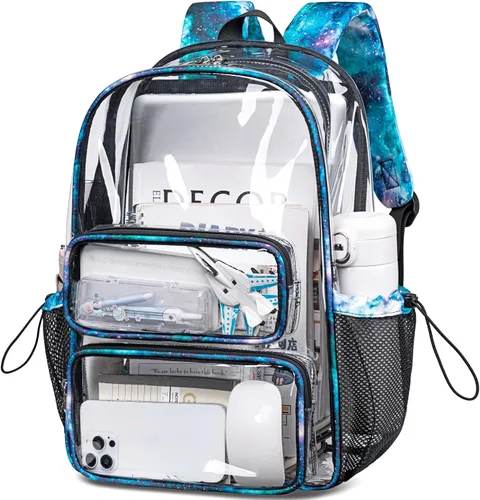 Vista 42 de CAMTOP Mochila transparente resistente y transparente para estudiantes, escuela, trabajo, festival, viajes, deportes, Beige, Mediana, Camtop Mochila
