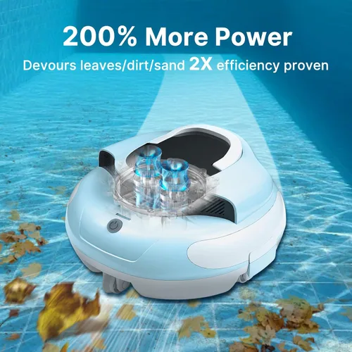 Vista 2 de Aspiradora inalámbrica profesional para piscina: sistema avanzado de doble unidad, duración de la batería de 100 minutos, navegación inteligente