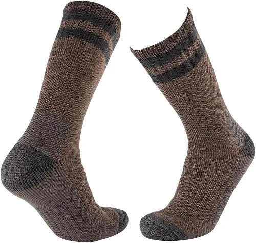 Vista 5 de CEREBRO Calcetines de lana merino para hombre, calcetines acolchados a media pantorrilla, que absorben la humedad, calcetines de senderismo