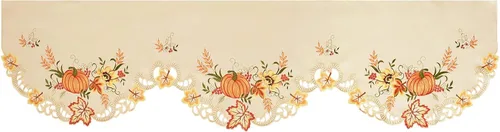Vista 3 de Calabazas bordadas, mantel superior, bufanda para Acción de Gracias (58 x 17 pulgadas)