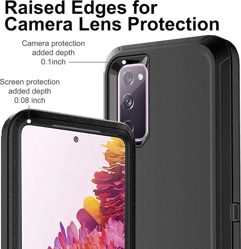 Vista 3 de Funda para Samsung Galaxy S20 FE 5G con protector de pantalla de vidrio templado [2 unidades], 3 en 1 de cuerpo completo a prueba de golpes