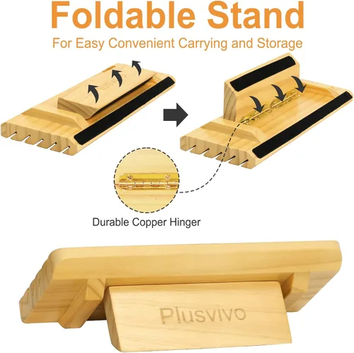 Vista 2 de plusvivo Juego de 4 tarjeteros para cartas con soporte ajustable, para personas mayores, adultos y niños, 5 ranuras de hasta 110 tarjetas, soporte