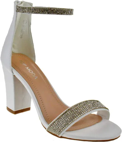 Vista 12 de TOP MODA Hannah-1 - Sandalias de tacón alto con tira en el tobillo elegantes, suela antideslizante, para boda, fiesta, baile de graduación Beige