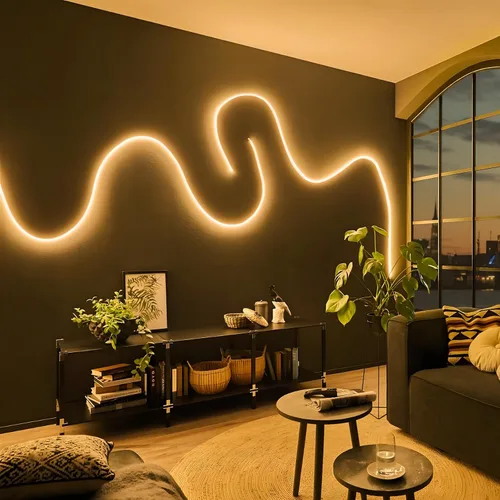 Vista 6 de Luces LED de Neón, Tiras de Luces LED Regulables de 12V, Blancas Cálidas, 5m/16.4ft, Luces de Cuerda LED de Neón Impermeables, Tira de Luces LED