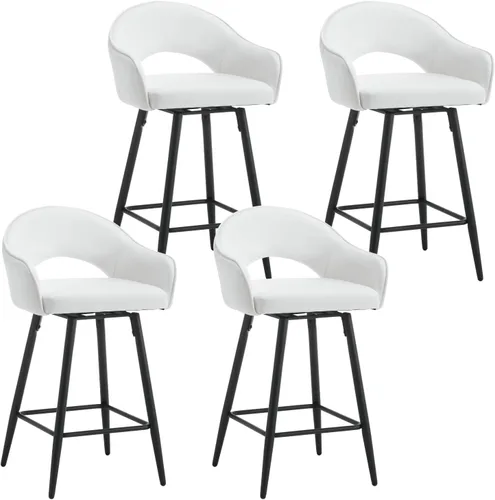 Vista 14 de HEAH-YO Juego de 2 taburetes de bar giratorios modernos de 27 pulgadas de altura de mostrador con respaldo y patas de metal negro, taburetes