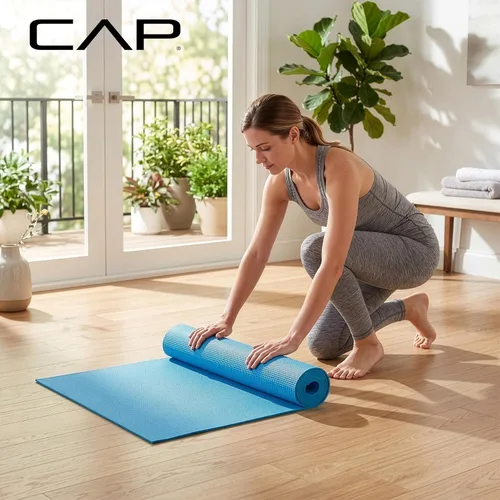 Vista 6 de CAP Non-Slip Yoga Mat for Home Workout & Pilates, Lightweight Exercise Fitness Mat with Textured Grip Surface, Portable Roll-Up Yoga Mat for Women &