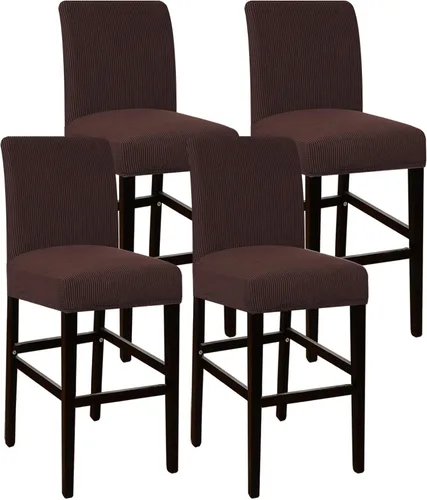 Vista 20 de Flamingo P Fundas de taburete para sillas de comedor, fundas de asiento de tela jacquard elástica con parte inferior elástica extraíble, juego de 2