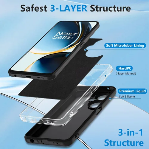 Vista 4 de Hensinple para OnePlus Nord N30 5G Funda, Protección contra caídas [con protector de pantalla] Grado militar 360 Protección completa de silicona