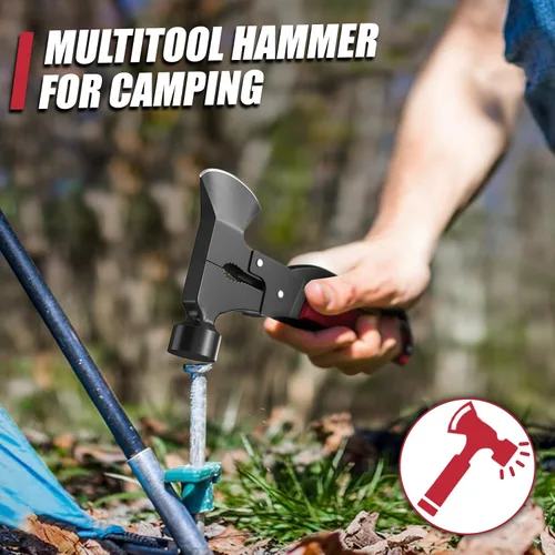 Vista 5 de Hacha Multiherramienta 15 en 1, Rellenos de Calcetín Navideño para Hombres Adultos, Accesorios de Campamento Equipo de Supervivencia, Herramienta