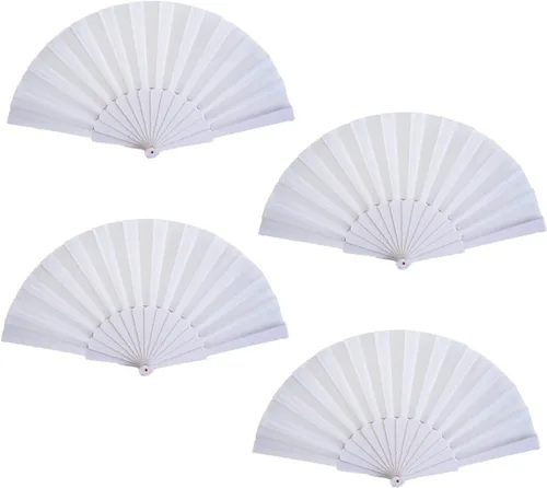 Vista 17 de HUNANBANG 4 abanicos de mano plegables de bambú oriental, solo para adultos, regalo de boda, recuerdos de fiesta, decoración de bricolaje
