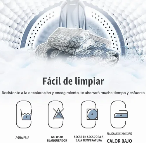 Vista 9 de Y-PLWOMEN - Juego de cama Queen con edredón/cubrecama de algodón 100% ligera, reversible, floral, rústico, para todas las estaciones Azul/Blanco/Gris