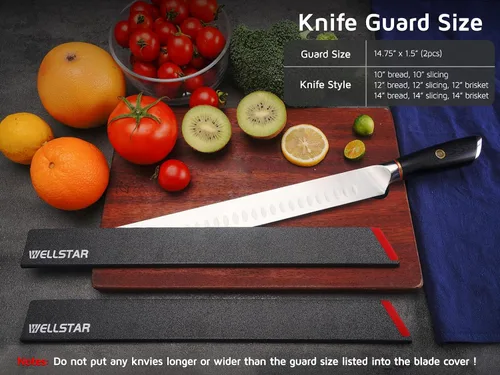 Vista 9 de WELLSTAR Juego de protectores de borde de cuchillo, 2 fundas universales de hoja de 14 pulgadas, sin BPA, fundas protectoras de hoja larga de ABS