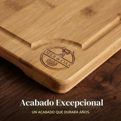 Vista 6 de Deer & Oak Juego de tablas de cortar de bambú de 3 piezas, tablas de cortar de madera previamente engrasadas para cocinas de 13.0 x 9.4 in, 11.0 x