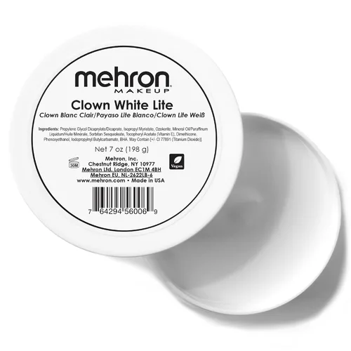 Vista 8 de Mehron Makeup Clown White Lite Pintura profesional para la cara y el cuerpo Pintura facial blanca crema para maquillaje de payaso, escenario