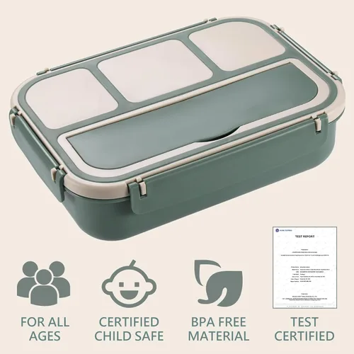 Vista 5 de Lonchera Bento para adultos para hombres y mujeres, lonchera Bento para niños y niñas, para la escuela, recipientes para adultos con 4