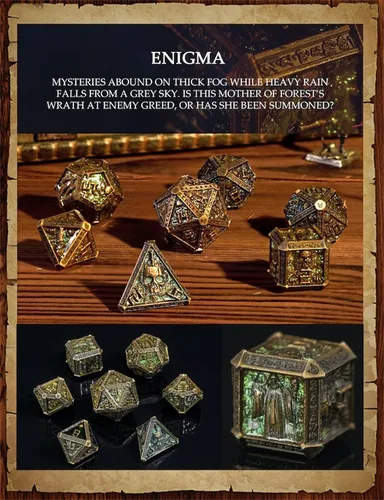 Vista 4 de DND - Juego de dados de metal D&D poliédricos con caja de regalo, caja de metal, juego de dados DND, dados poliédricos para Calabozos y Dragones