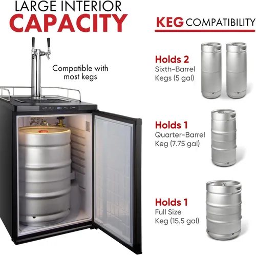 Vista 6 de Kegco 3PHBK309S-2 Dispensador de barriles, 2 grifos, acero inoxidable