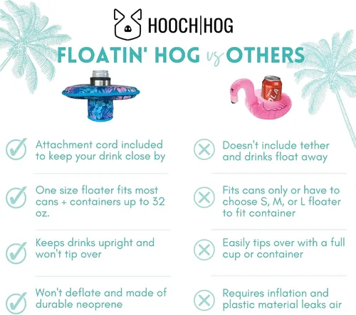 Vista 4 de Hooch Hog - Portavasos flotante, soporte para latas y soporte para cerveza, un flotador de bebida de piscina que no se volcará y es imprescindible