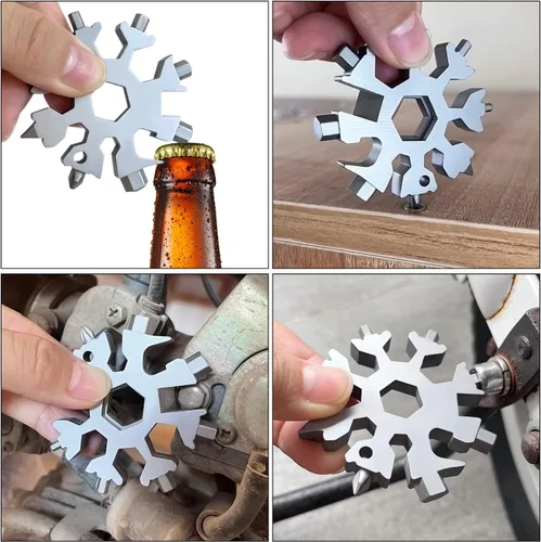 Vista 4 de Regalos de Navidad multiherramienta 18 en 1 con copos de nieve para hombres, paquete de 2 herramientas múltiples para papá de parte de hija hijo