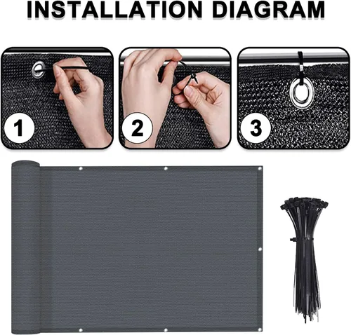 Vista 2 de LOVE STORY Pantalla de privacidad para balcón, cubierta de valla de 2.5 x 5 pies, protección UV y resistente a la intemperie, altura de 3 pies