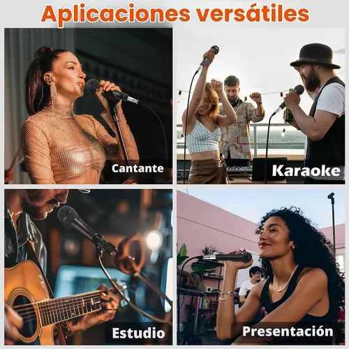 Vista 8 de talomen Micrófono con cable para cantar, hembra de metal, interruptor de encendido/apagado, micrófono dinámico vocal profesional con cable de audio
