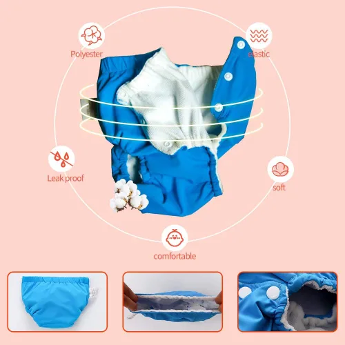 Vista 3 de IIjnUhb - Pañales de natación reutilizables para bebé, paquete de 2, pantalones lavables para niños y niñas de 0 a 3 años, lecciones de natación