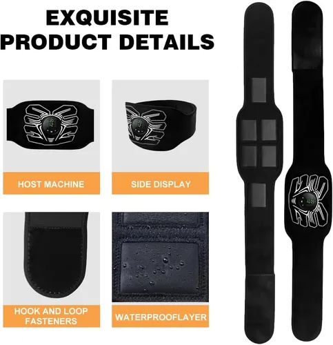 Vista 4 de Estimulador de abdominales, tóner de músculo abdominal EMS portátil para fitness en casa y oficina, entrenamiento de fuerza, color negro