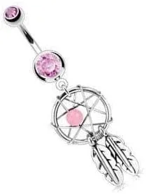 Vista 3 de Body Accentz Atrapasueños para ombligo con diseño de estrellas tejidas y plumas para ombligo