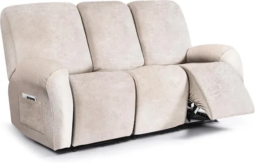 Vista 11 de ANARACHON Fundas para sillas reclinables con aspecto de cuero, funda elástica de 4 piezas, funda suave para silla reclinable, protector de muebles