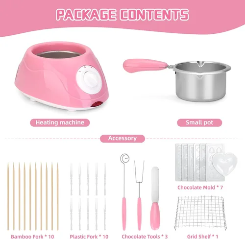 Vista 2 de MINI - Olla eléctrica para fundir chocolate, fuente de fondue de chocolate de 8.45 onzas, máquina calentadora para chocolate con leche, queso