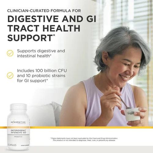 Vista 2 de Integrative Therapeutics - Enterogenic Intensive 100 - 100 mil millones UFC Probiótico de alta potencia - Varias cepas para apoyo digestivo - 30