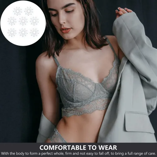 Vista 4 de FOMIYES Calcomanías para pezones con diamantes de imitación, 4 pares de lentejuelas con brillantina, pasteles, sujetador, pétalos de pecho, tatuaje