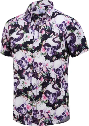 Vista 15 de EUOW - Camisas hawaianas para hombre de manga corta con botones, estampadas para la playa y el verano