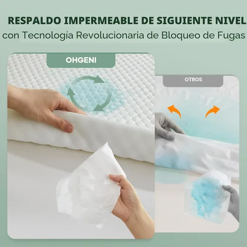 Vista 3 de OhGeni - Protector de colchón 100 % impermeable, almohadilla suave para colchón tamaño individual, resistente al pelo de mascotas y a la enuresis
