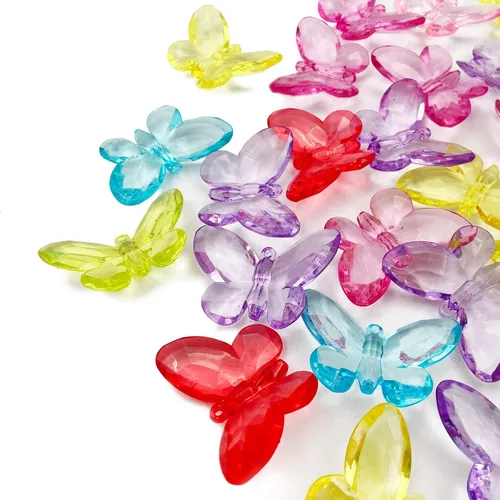 Vista 4 de Cristales acrílicos con diseño de mariposas de dibujos animados de colores surtidos para rellenos de jarrones, dispersión de mesa, recuerdo