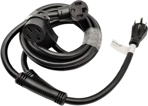 Vista 5 de Parkworld 60325 Divisor de secadora a EV, NEMA 14-30 enchufe macho a 14-30 y receptáculo hembra RV/EV 14-50, cable adaptador Y de 4 clavijas de 30