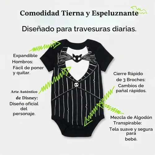 Vista 3 de Disney Nightmare Before Christmas Sally Jack Skellington - Paquete de 5 mamelucos para bebés recién nacidos a bebés Multi