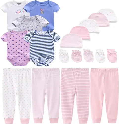 Vista 18 de Kiddiezoom Conjunto unisex de ropa esencial para bebé, juego de regalo, 19 piezas para bebé recién nacido azul (Blue1)