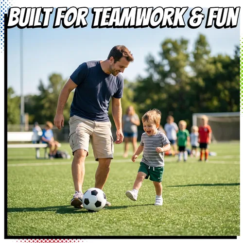 Vista 7 de PlayBolt Black & White Soccer Balls - Sizes 2, 3, 4, 5 for Kids, Toddlers & Adults - Pack of 1 or 4 with Pump