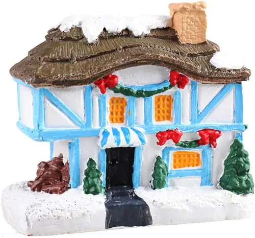 Vista 8 de Ochine Casa con luz de pueblo navideño, decoración navideña con luz LED, material de resina, edificios coleccionables de vacaciones
