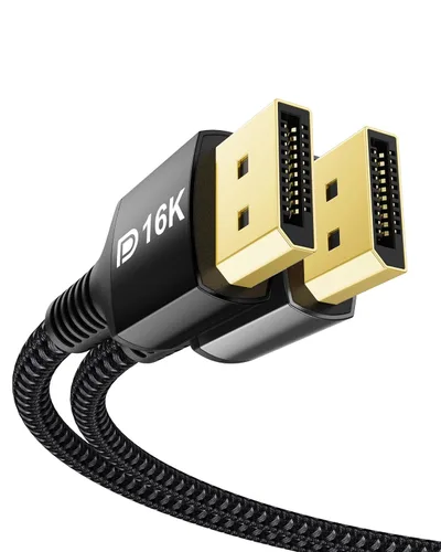 Vista 9 de Stouchi - Cable DisplayPort 2.1 de 13 pies con certificación VESA de 80 Gbps UHBR20 DP 16K 8K @240Hz 4K @360Hz FreeSync G-Sync DSC 1.2a Gris
