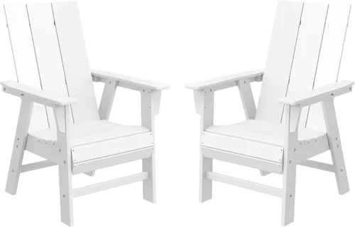 Vista 12 de WestinTrends Ashore - Juego de 2 sillas de comedor Adirondack de plástico HDPE para exteriores, color negro