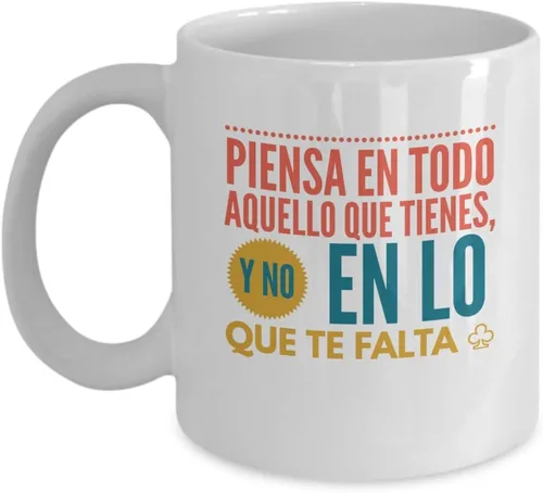 Vista 4 de Taza Café Piensa Vaso, taza de café divertidas, tazas personalizadas, taza de café inspiradoras, taza con mensajes positivos.