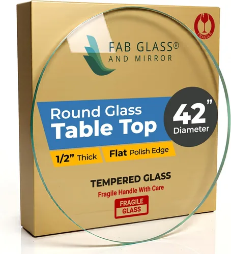 Vista 55 de Fab Glass - Mesa redonda de cristal de 48 in, grosor de 3/4 in, cristal pulido plano templado, Vidrio, Transparente