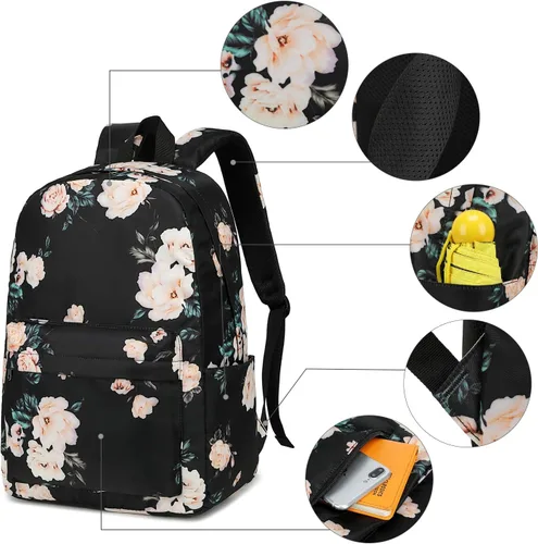 Vista 4 de Bluboon Mochila para la escuela, mochila para niños, adolescentes y niñas, mochila para computadora portátil, regalos para mujeres